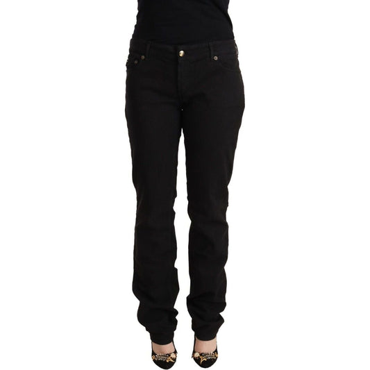 Just Cavalli Sleek Mid-Waist Slim Fit Black Jeans black-mid-waist-denim-cotton-skinny-jeans