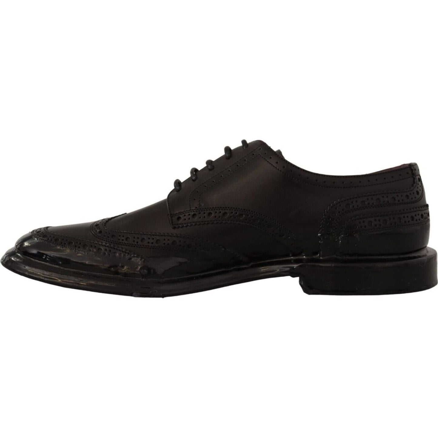 Dolce & Gabbana Elegant Calfskin Derby Oxford Wingtips black-leather-oxford-wingtip-formal-derby-shoes