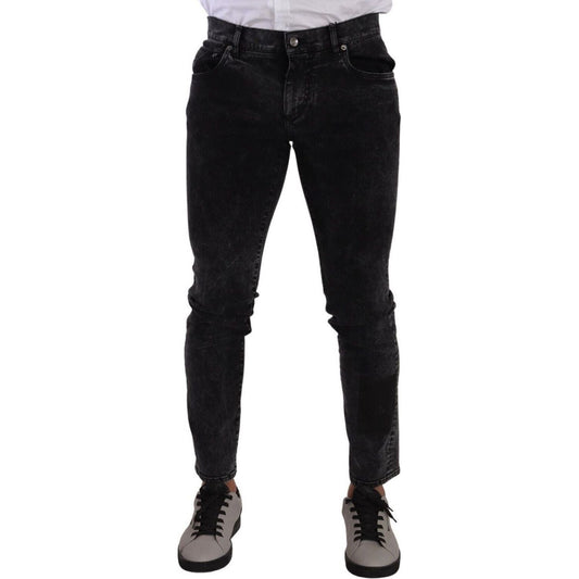 Dolce & Gabbana Sleek Slim-Fit Designer Jeans in Black Gray black-cotton-stretch-skinny-denim-trouser-jeans