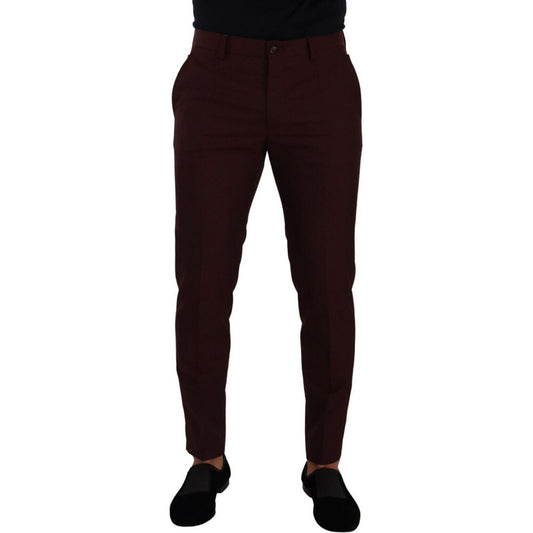 Dolce & Gabbana Maroon Slim Fit Dress Pants maroon-bordeaux-skinny-slim-trouser-pants