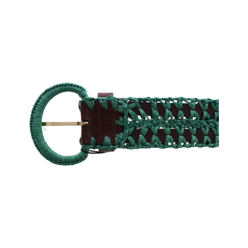 Dolce & Gabbana Enchanting Corset-Style Woven Raffia Belt WOMAN BELTS green-raffia-woven-waist-leather-wide-belt