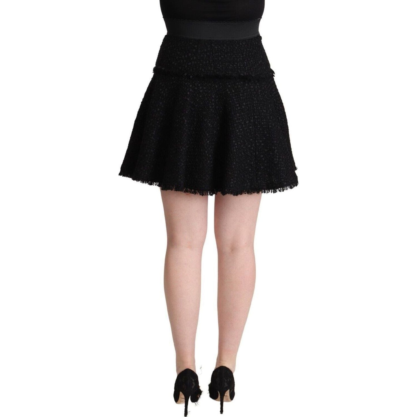Dolce & Gabbana Elegant Knitted A-Line Mini Skirt black-knitted-nylon-high-waist-mini-a-line-skirt