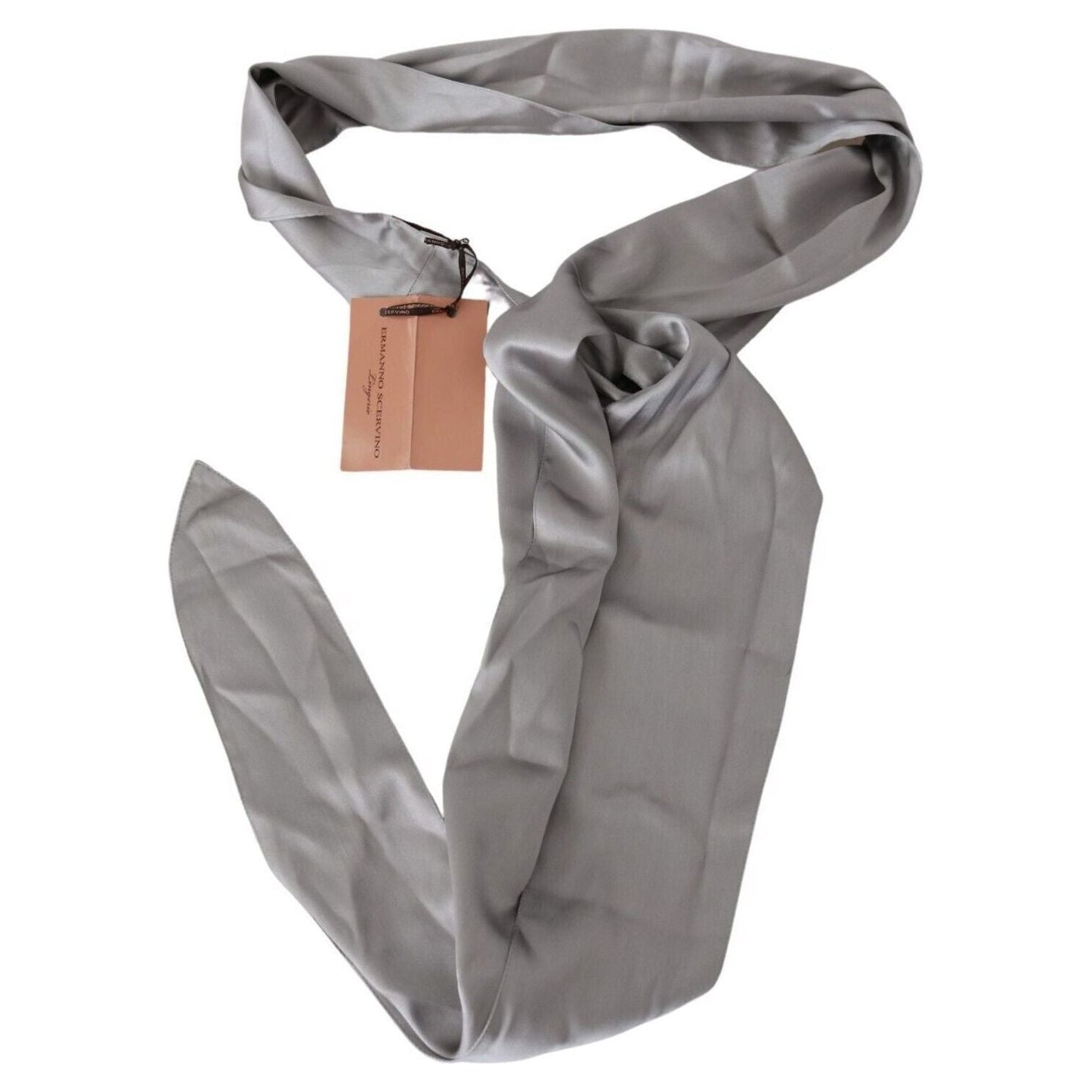 Ermanno Scervino Sleek Silver Silk Neck Scarf for Men metallic-silver-silk-neck-wrap-shawl-scarf