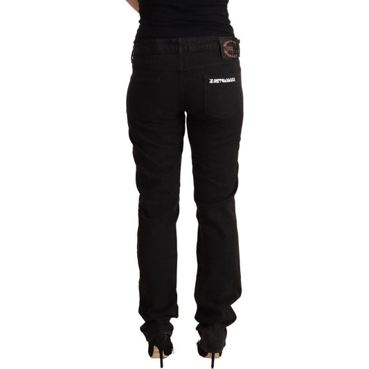 Just Cavalli Sleek Mid-Waist Slim Fit Black Jeans black-mid-waist-denim-cotton-skinny-jeans