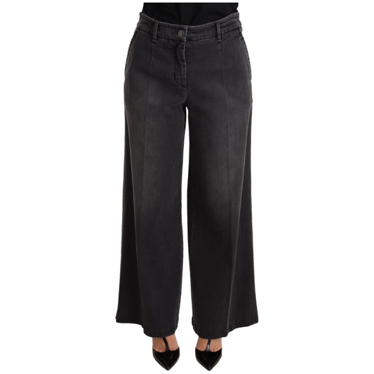 Dolce & Gabbana Elegant Wide Leg Gray Wash Denim Jeans & Pants gray-washed-mid-waist-wide-leg-denim-jeans