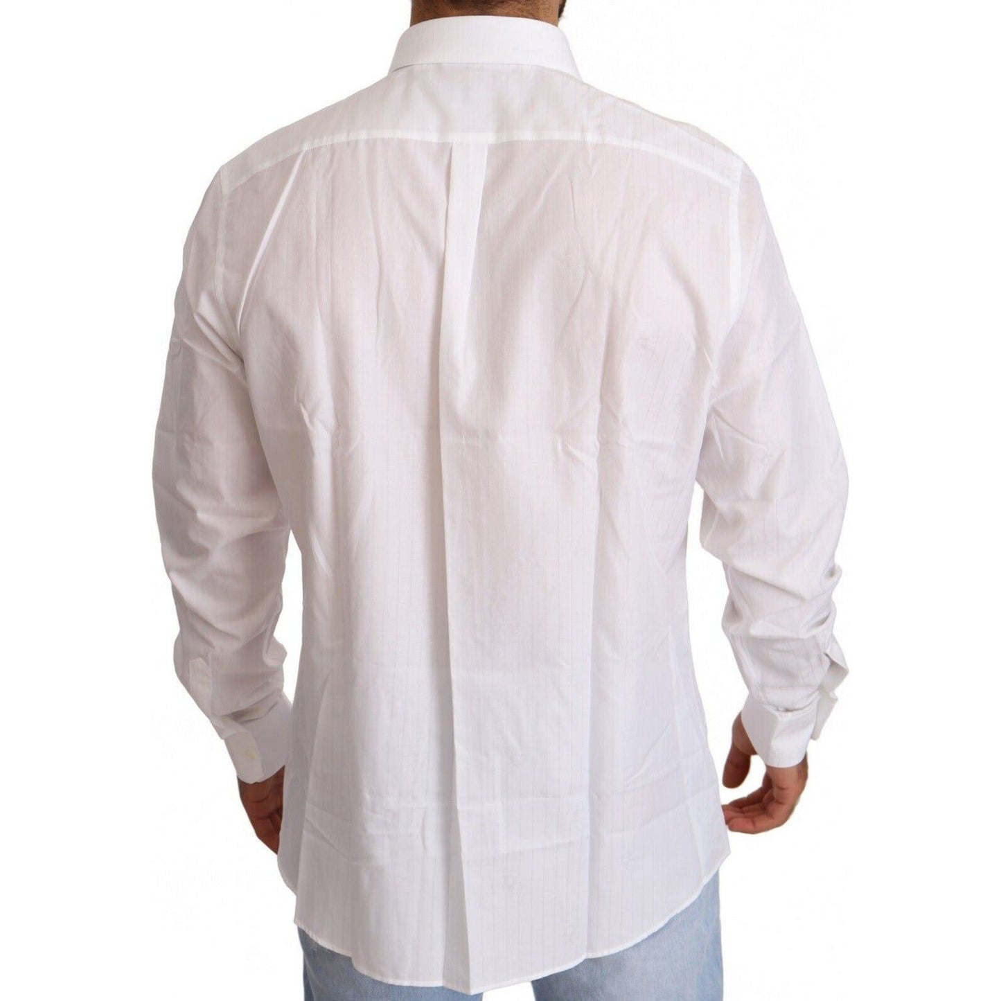 Dolce & Gabbana White Cotton Martini Fit Shirt MAN SHIRTS white-cotton-slim-fit-men-martini-shirt-1