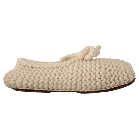 Dolce & Gabbana Chic Wool Knit Ballerina Flats white-slip-on-ballerina-flats-wool-knit-shoes