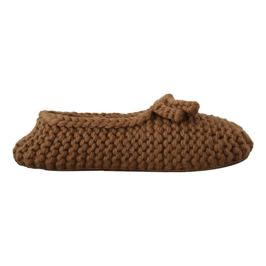 Dolce & Gabbana Elegant Wool Knit Ballerina Flats in Brown brown-slip-on-ballerina-flats-wool-knit-shoes-1