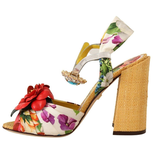 Dolce & Gabbana Multicolor Crystal Embellished Heel Sandals HIGH HEEL SANDALS multicolor-crystal-keira-sandals-silk-shoes