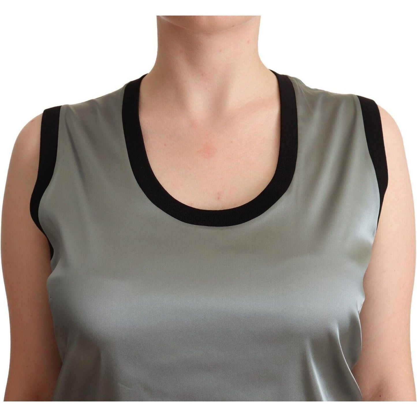 Dolce & Gabbana Elegant Silver Sleeveless Blouse WOMAN TOPS AND SHIRTS silver-round-neck-sleeveless-casual-tank-top