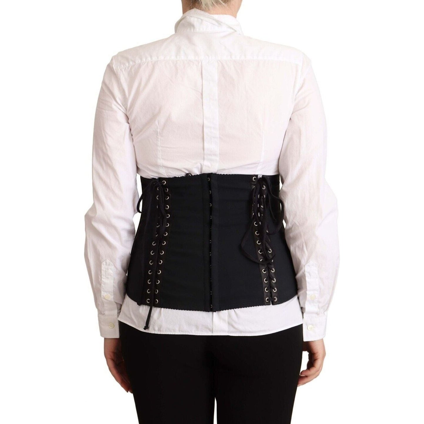 Dolce & Gabbana Chic Black Corset Belt Top WOMAN TOPS AND SHIRTS black-corset-belt-stretch-waist-strap-top