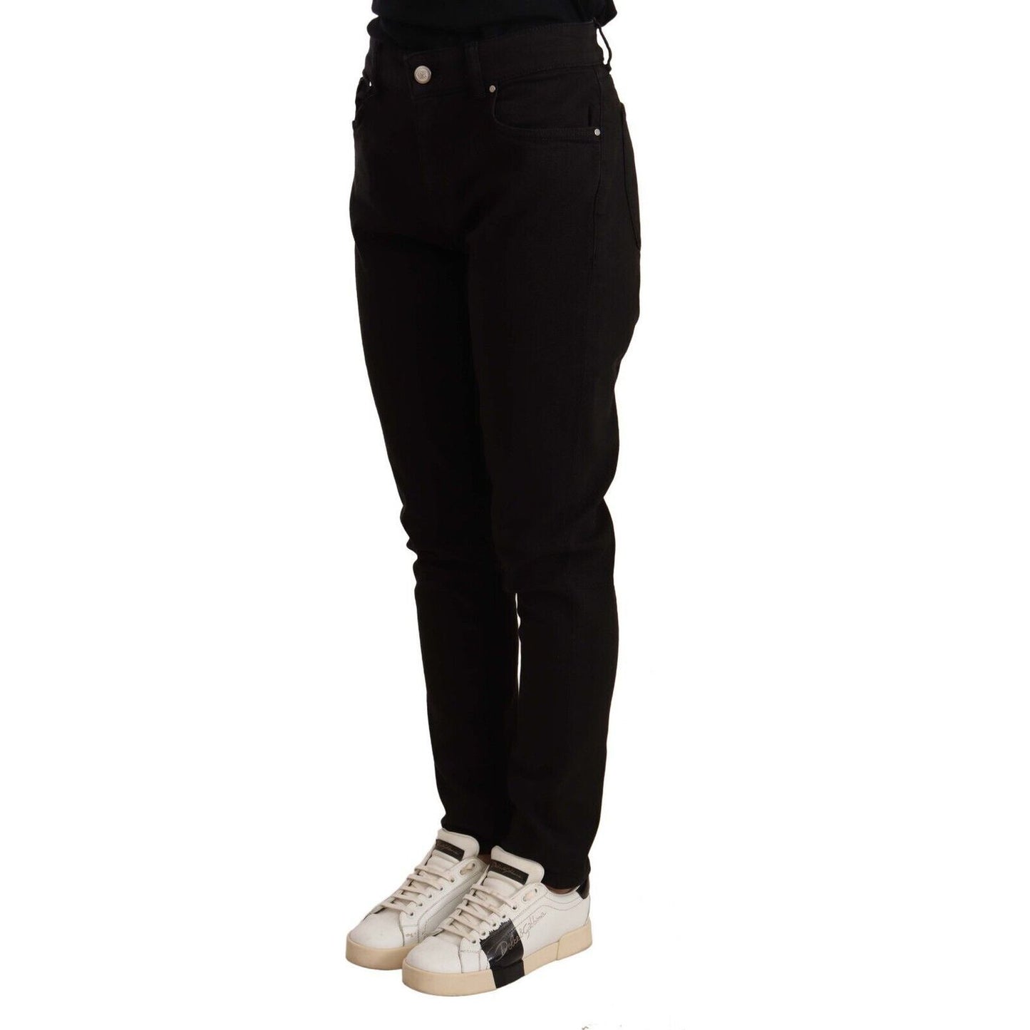 Dolce & Gabbana Elegant Slim-Fit Black Skinny Jeans black-skinny-slim-denim-cotton-stretch-jeans-2