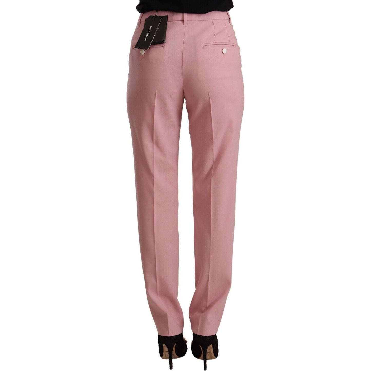 Dolce & Gabbana Elegant Pink High-Waisted Trousers pink-wool-stretch-high-waist-trouser-pants-1