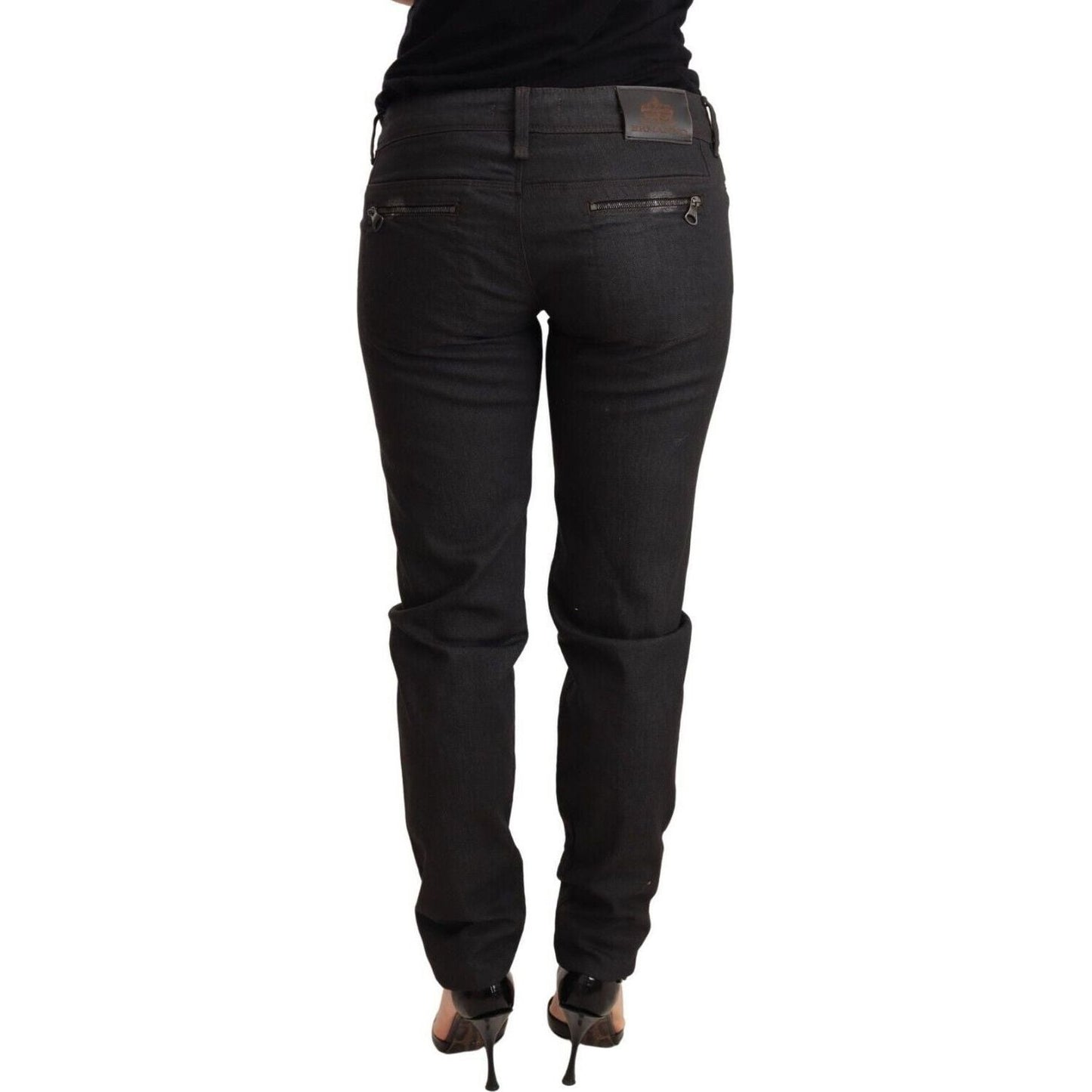 Ermanno Scervino Chic Black Low Waist Skinny Jeans Jeans & Pants black-low-waist-skinny-slim-trouser-cotton-jeans