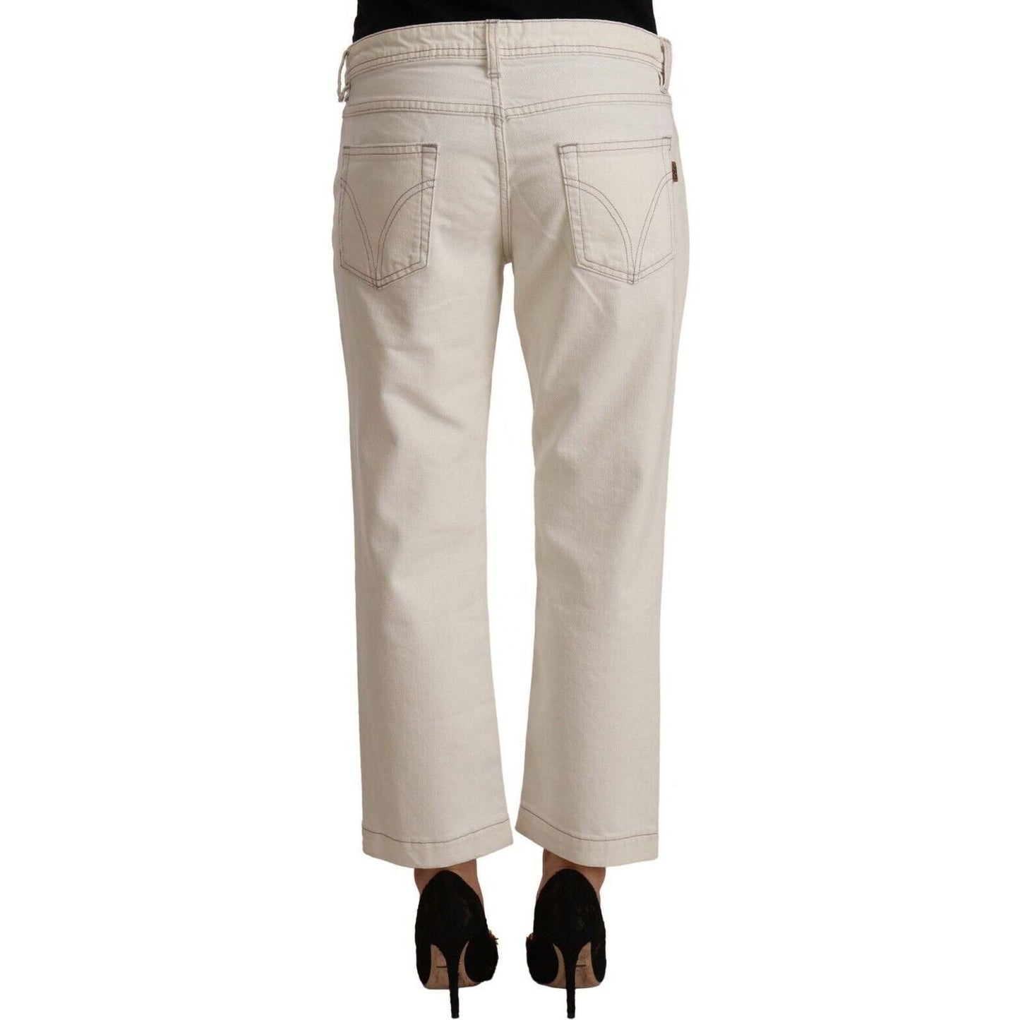 Dolce & Gabbana Chic Off-White Cropped Jeans - Fashionista Must-Have off-white-cotton-flared-cropped-denim-jeans