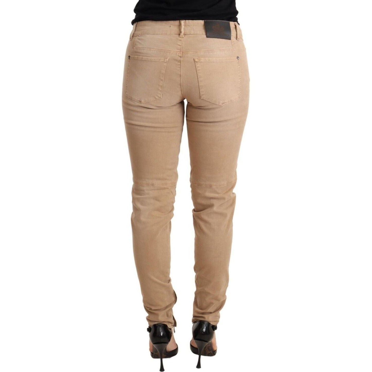 Ermanno Scervino Chic Low Waist Skinny Cotton Trousers Jeans & Pants brown-low-waist-skinny-denim-trouser-cotton-jeans
