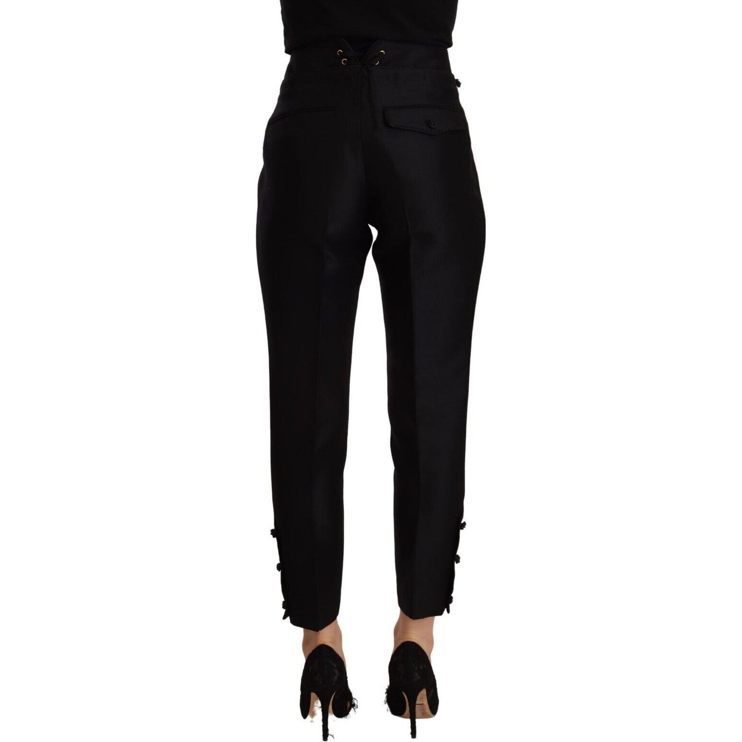 Dsquared² Elevated Elegance High-Waist Skinny Trousers black-wool-high-waist-skinny-women-pants