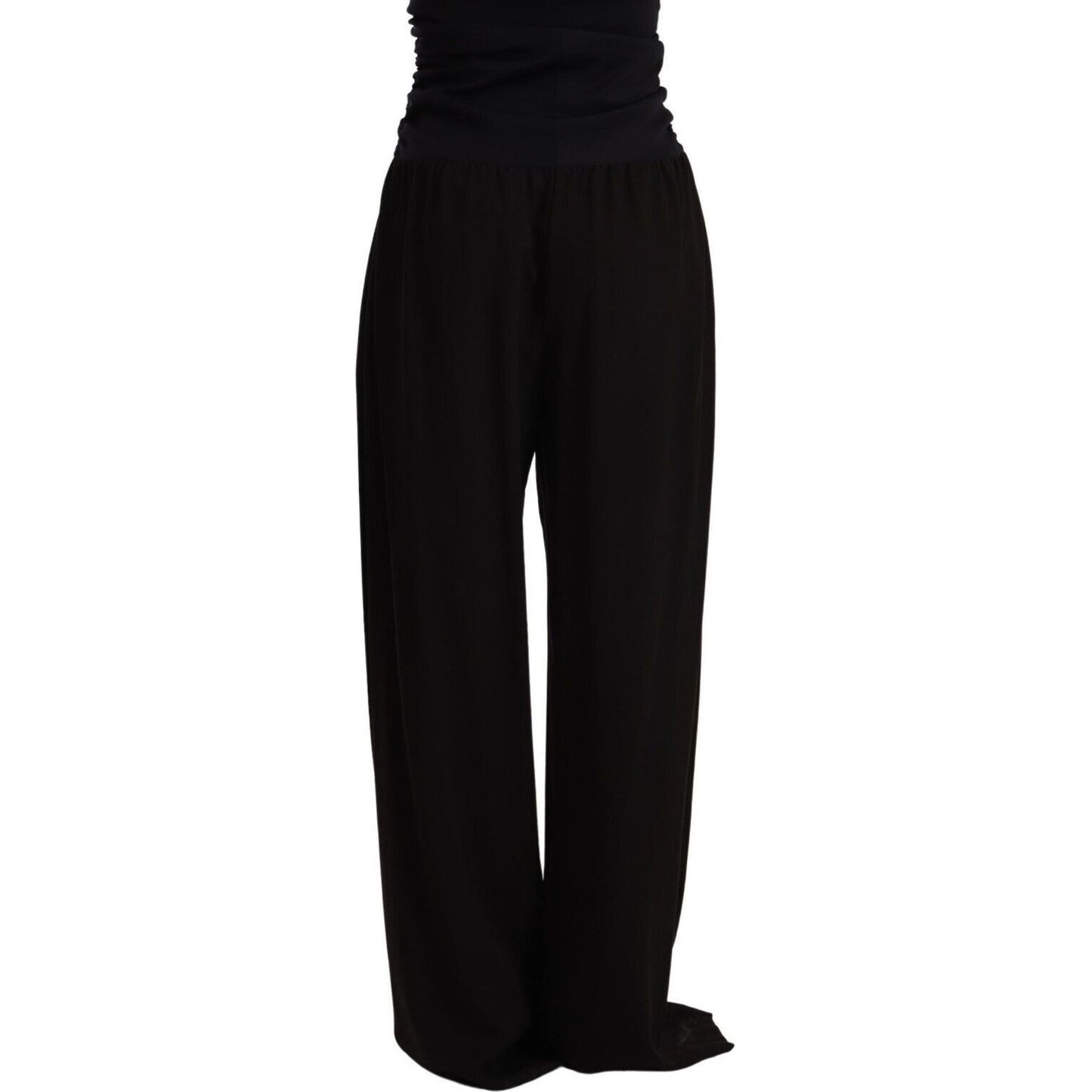 GF Ferre Elegant High Waist Straight Trousers black-high-waist-straight-long-dress-trouser-pants