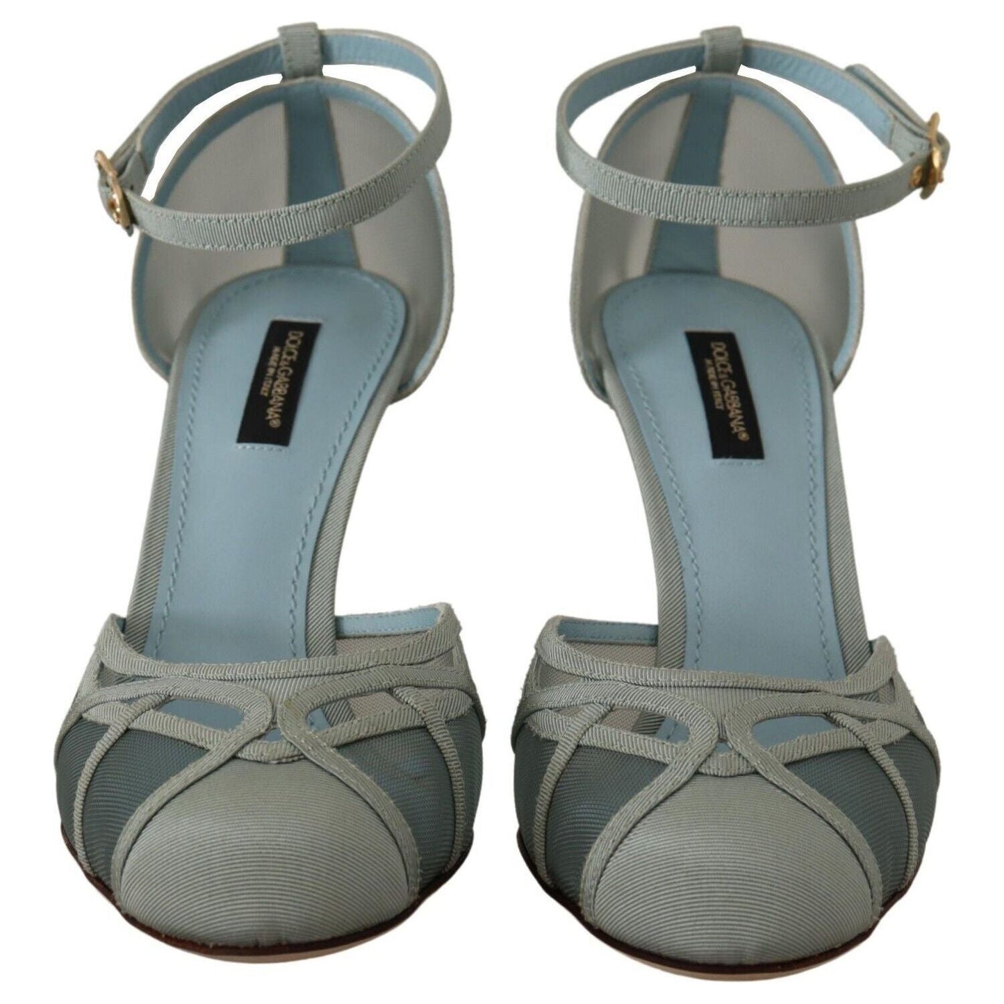Dolce & Gabbana Elegant Blue Mesh Ankle Strap Sandals blue-mesh-ankle-strap-heels-sandals-shoes
