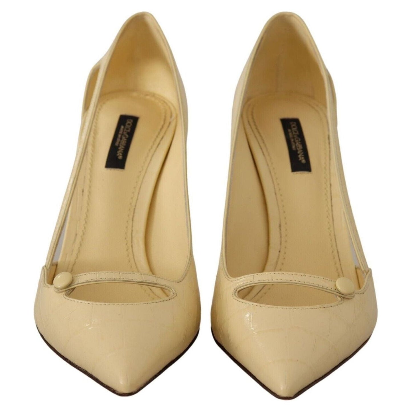 Dolce & Gabbana Chic Pointed Toe Leather Pumps in Sunshine Yellow yellow-exotic-leather-stiletto-heel-pumps-shoes