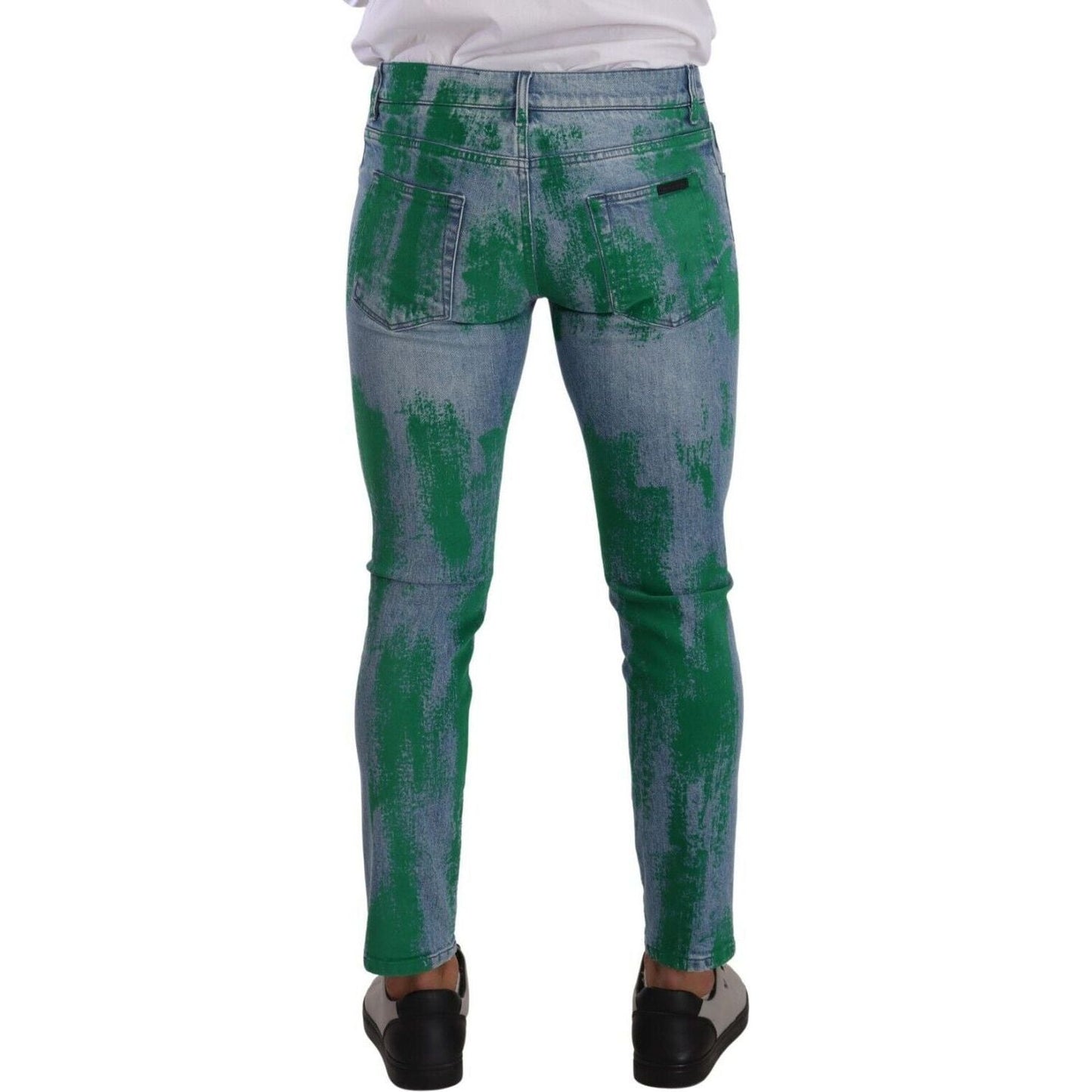 Dolce & Gabbana Chic Skinny Denim Jeans in Blue Green Wash blue-green-dye-cotton-skinny-denim-jeans
