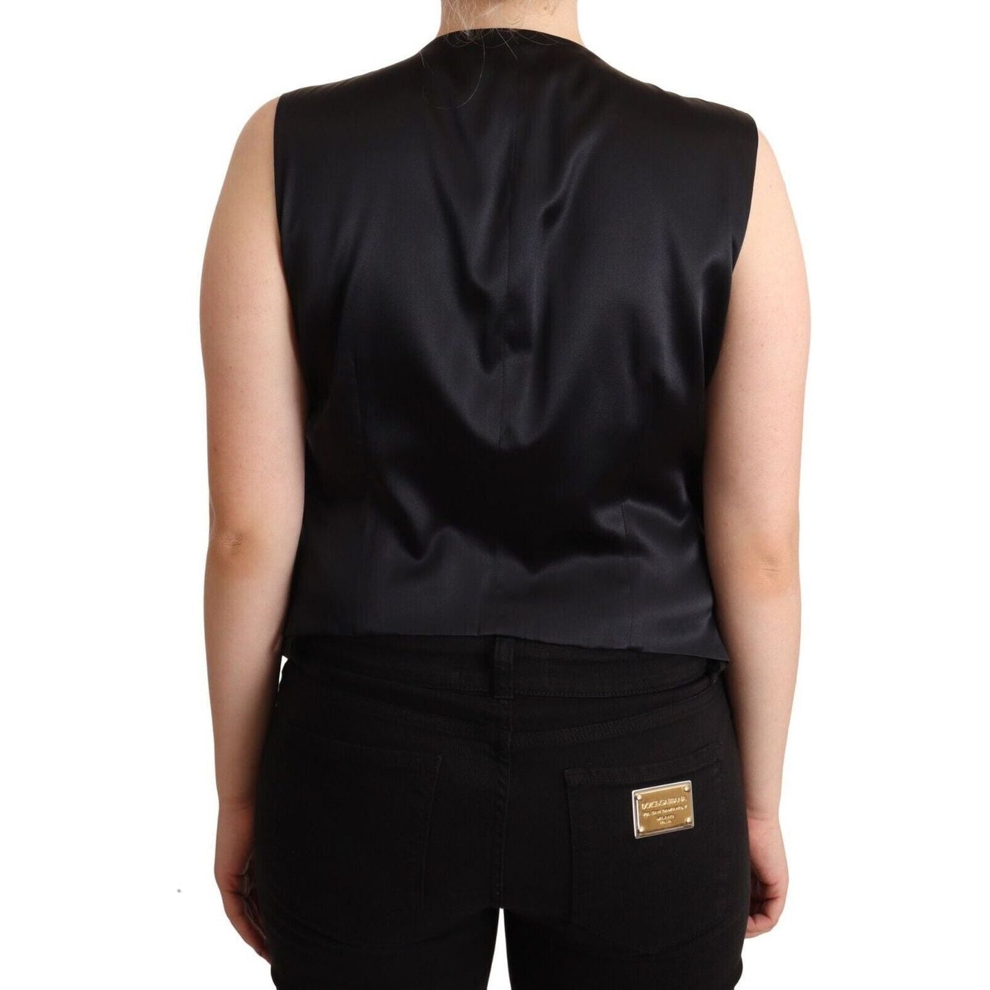 Dolce & Gabbana Chic Buttoned Black Waistcoat WOMAN TOPS AND SHIRTS black-button-down-sleeveless-vest-waiscoat-top