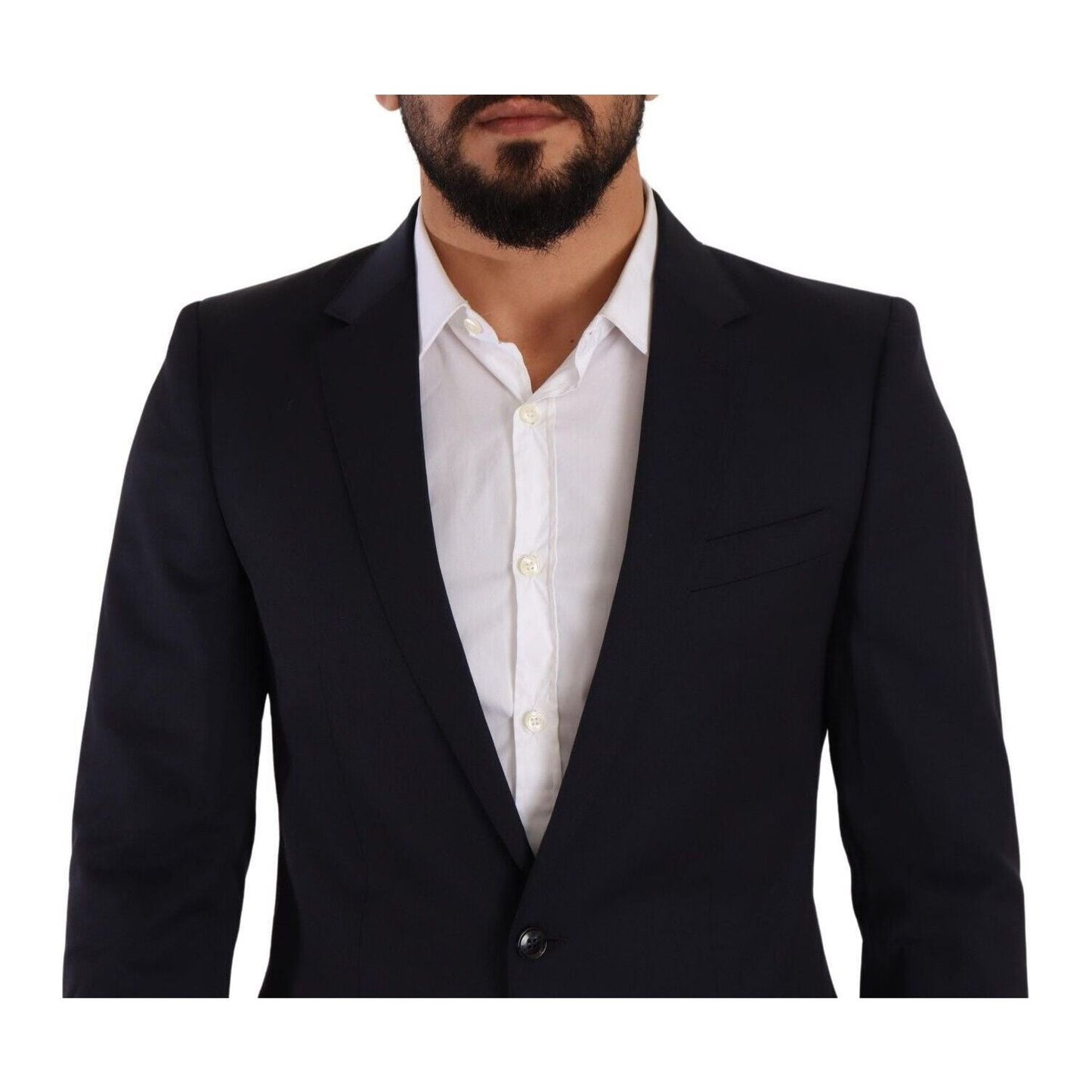 Dolce & Gabbana Sleek Navy Martini Slim Fit Wool Blazer dark-blue-single-breasted-coat-martini-blazer