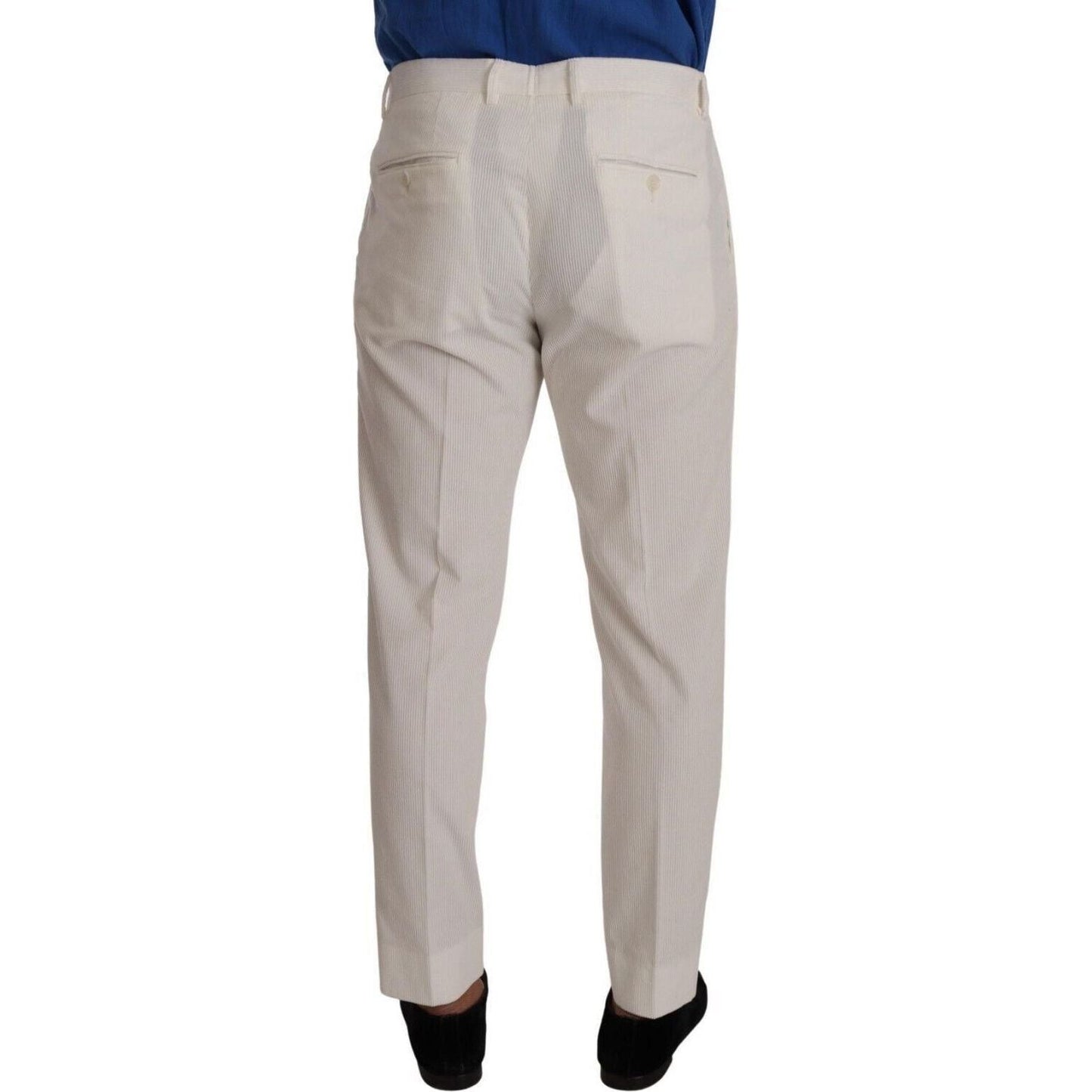 Dolce & Gabbana Elegant Tapered Corduroy Pants in Off White white-corduroy-cotton-men-tapered-pants