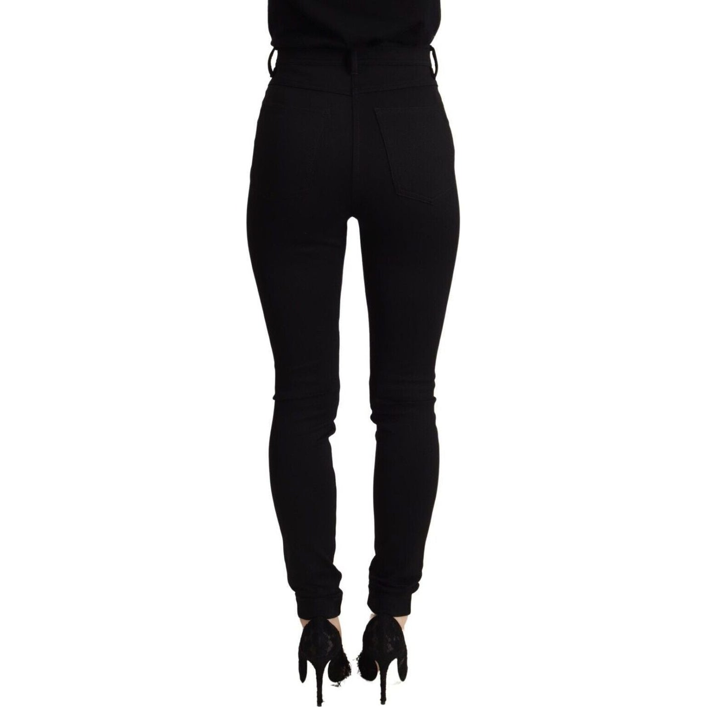 Dolce & Gabbana Elegant High-Waisted Slim Fit Pants black-high-waist-skinny-slim-fit-pants