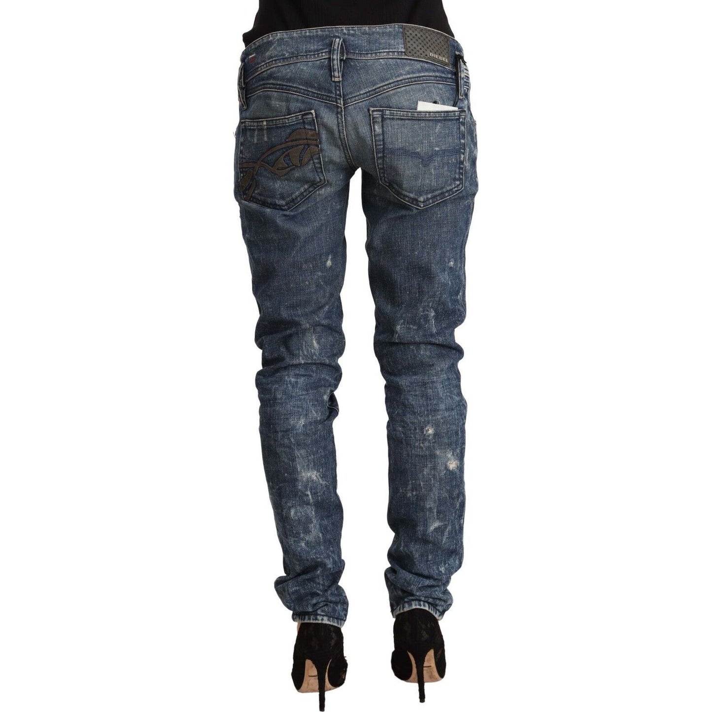 Diesel Chic Low Waist Skinny Denim Delight blue-distressed-low-waist-cotton-denim-skinny-jeans