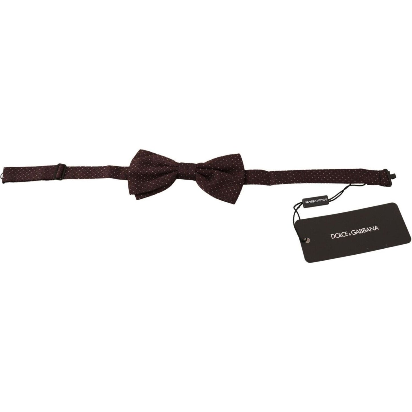 Dolce & Gabbana Elegant Brown Dot Pattern Silk Bow Tie Necktie brown-dotted-silk-adjustable-neck-papillon-bow-tie-1