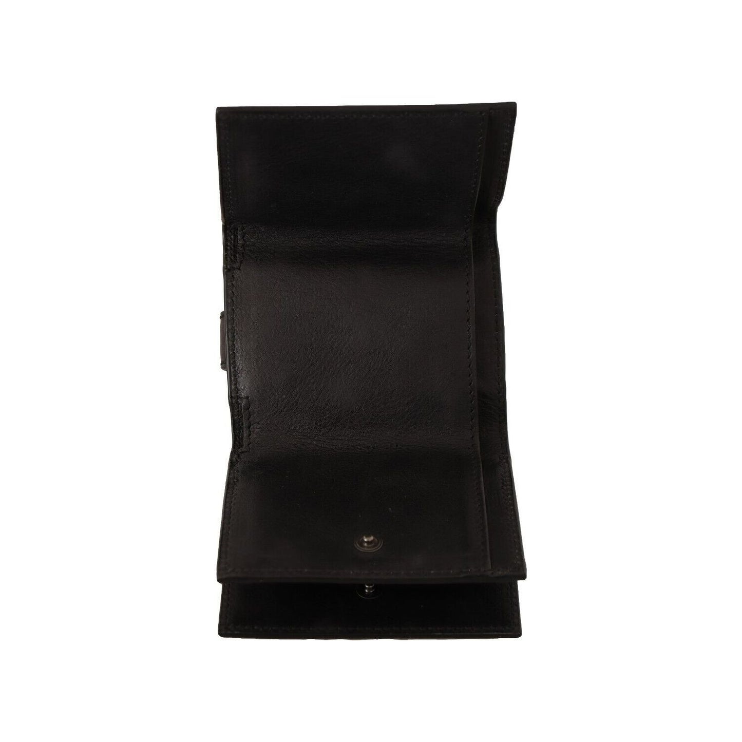 Dolce & Gabbana Elegant Leather Trifold Multi Kit with Strap black-leather-trifold-purse-belt-strap-multi-kit-wallet-1