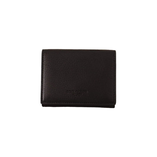 Dolce & Gabbana Elegant Black Leather Trifold Multi Kit black-leather-trifold-purse-belt-strap-multi-kit-wallet-2
