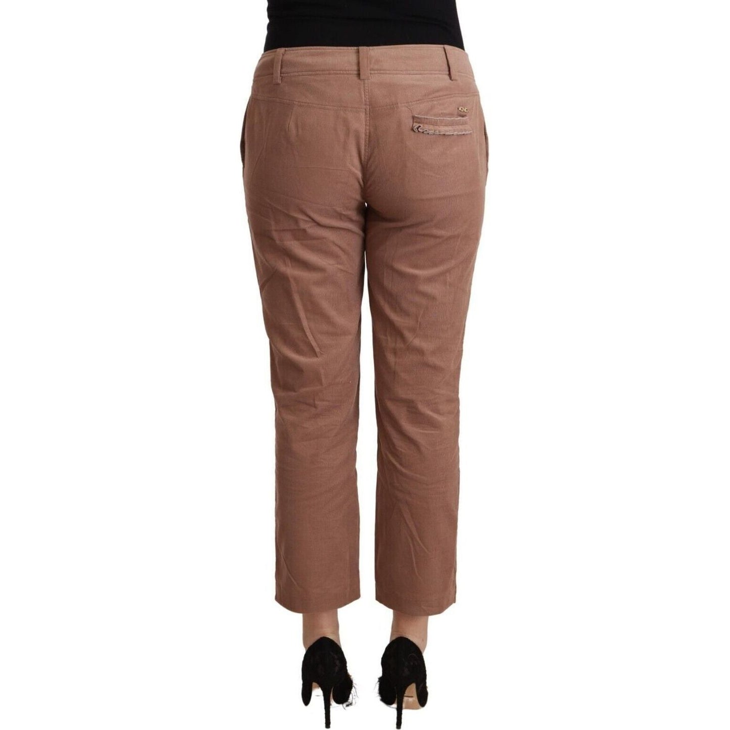 Costume National Chic Tapered Cropped Mid Waist Pants brown-cotton-tapered-cropped-pants