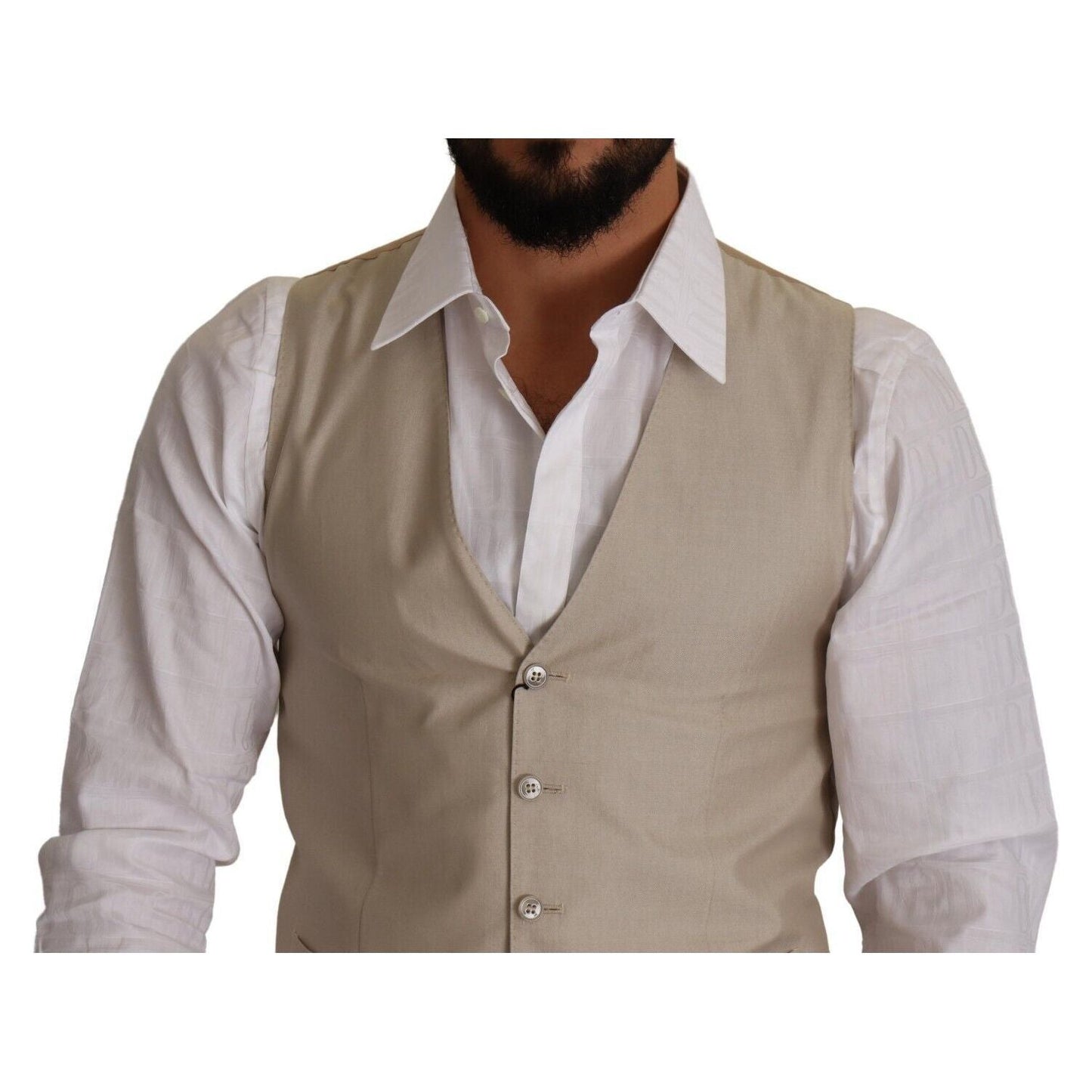 Dolce & Gabbana Beige Cotton Silk Formal Dress Vest beige-cotton-silk-slim-fit-waistcoat-vest s-l1600-2-55-4590b4ce-539.jpg