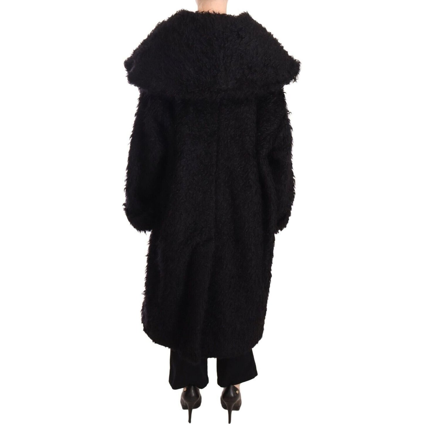 Dolce & Gabbana Sleek Runway Fur Cape Trench Jacket WOMAN COATS & JACKETS black-mohair-fur-cape-trench-coat-jacket
