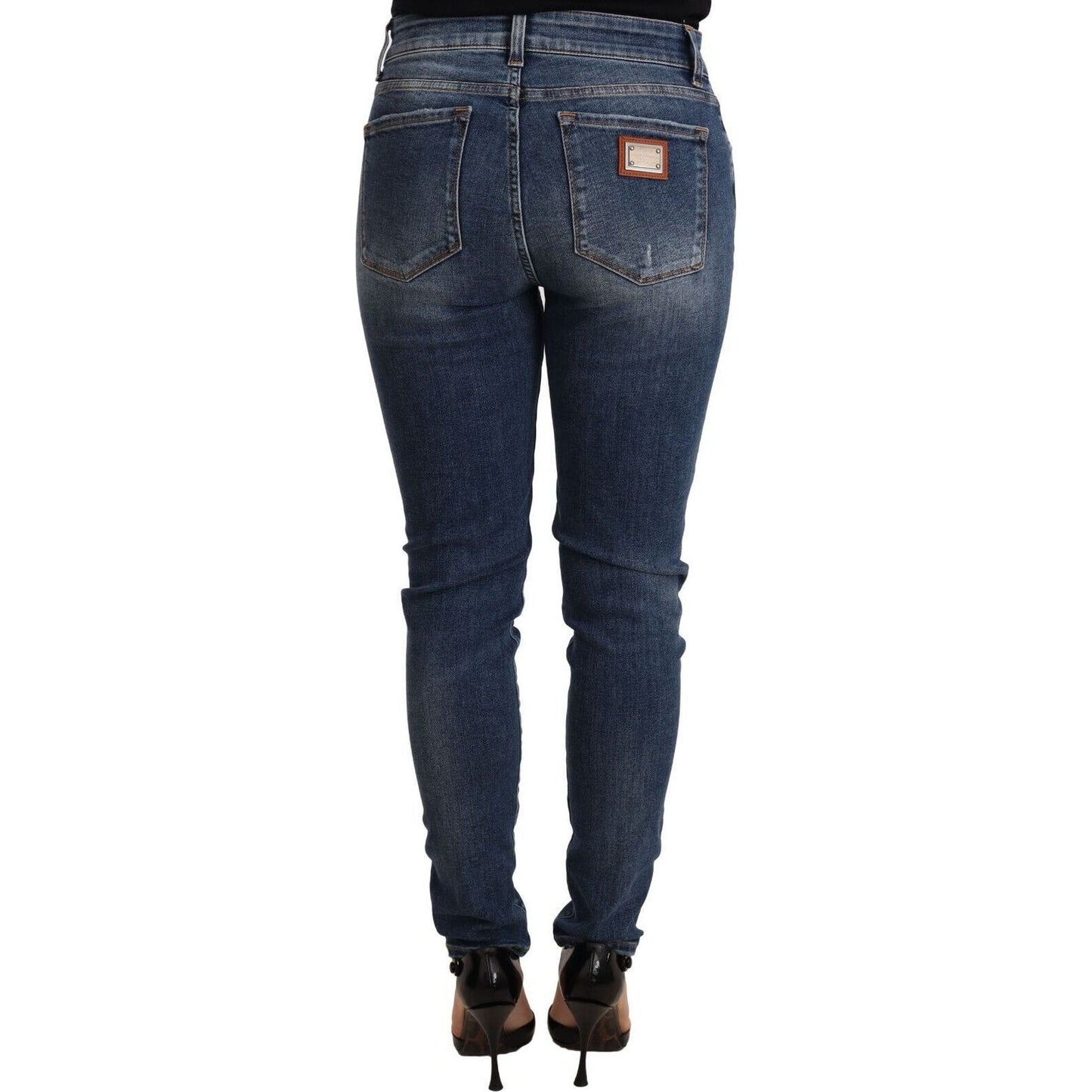 Dolce & Gabbana Elegant Slim-Fit Distressed Skinny Jeans blue-wash-skinny-denim-cotton-stretch-jeans