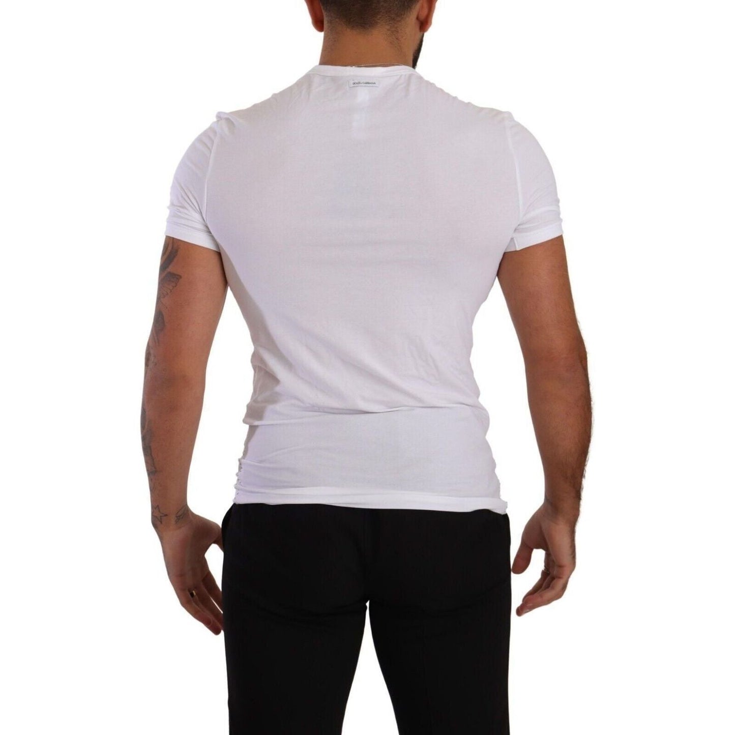 Dolce & Gabbana Elegant White Cotton Blend Round Neck Tee white-round-neck-cotton-stretch-t-shirt-underwear