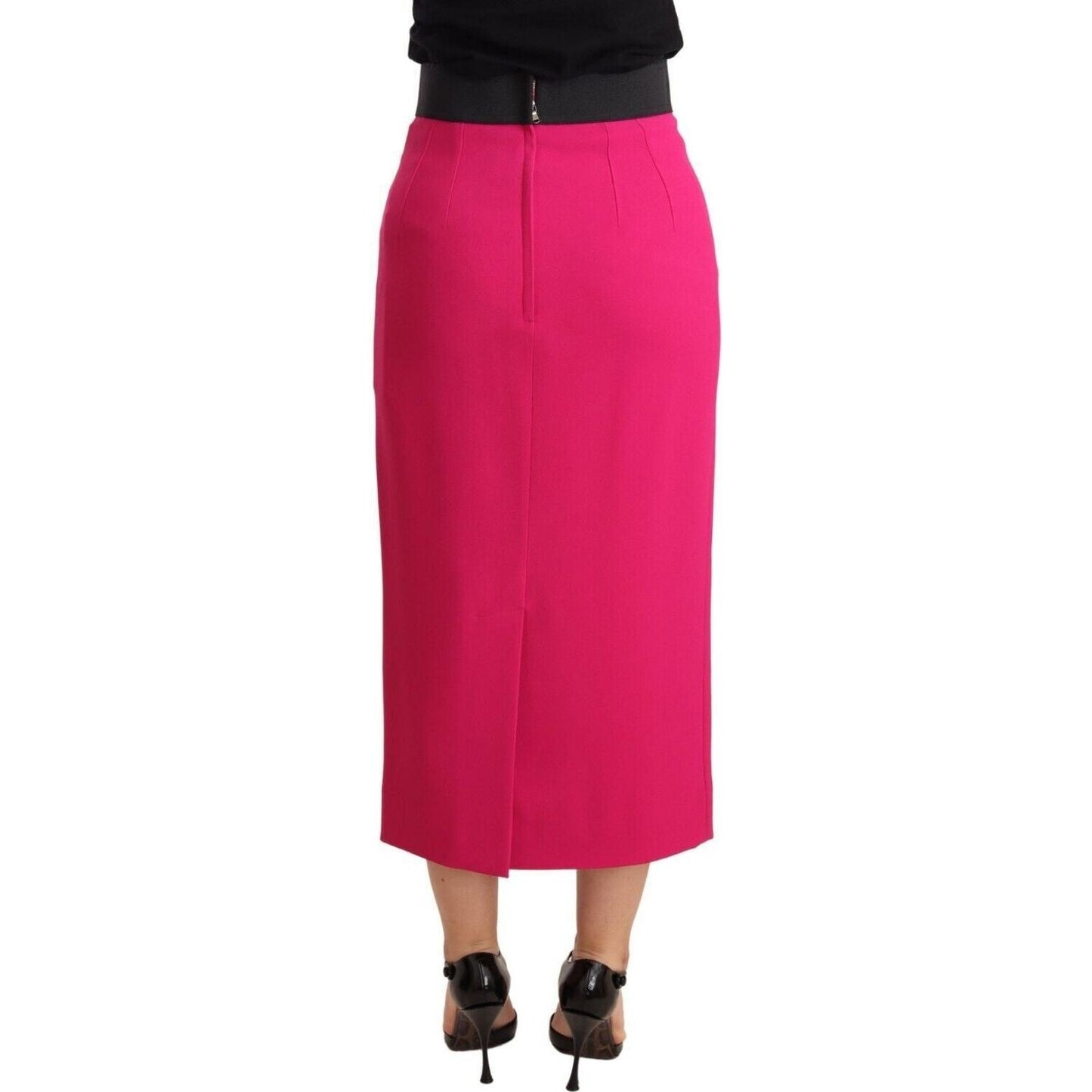 Dolce & Gabbana Elegant High-Waisted Pencil Skirt in Pink Skirt pink-high-waist-stretch-pencil-straight-skirt