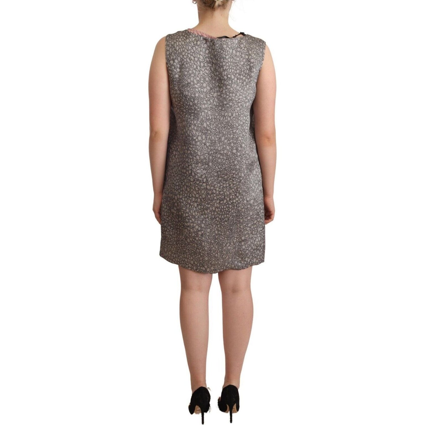 Comeforbreakfast Elegant Silk Shift Dress in Sophisticated Gray WOMAN DRESSES gray-sleeveless-shift-knee-length-dress