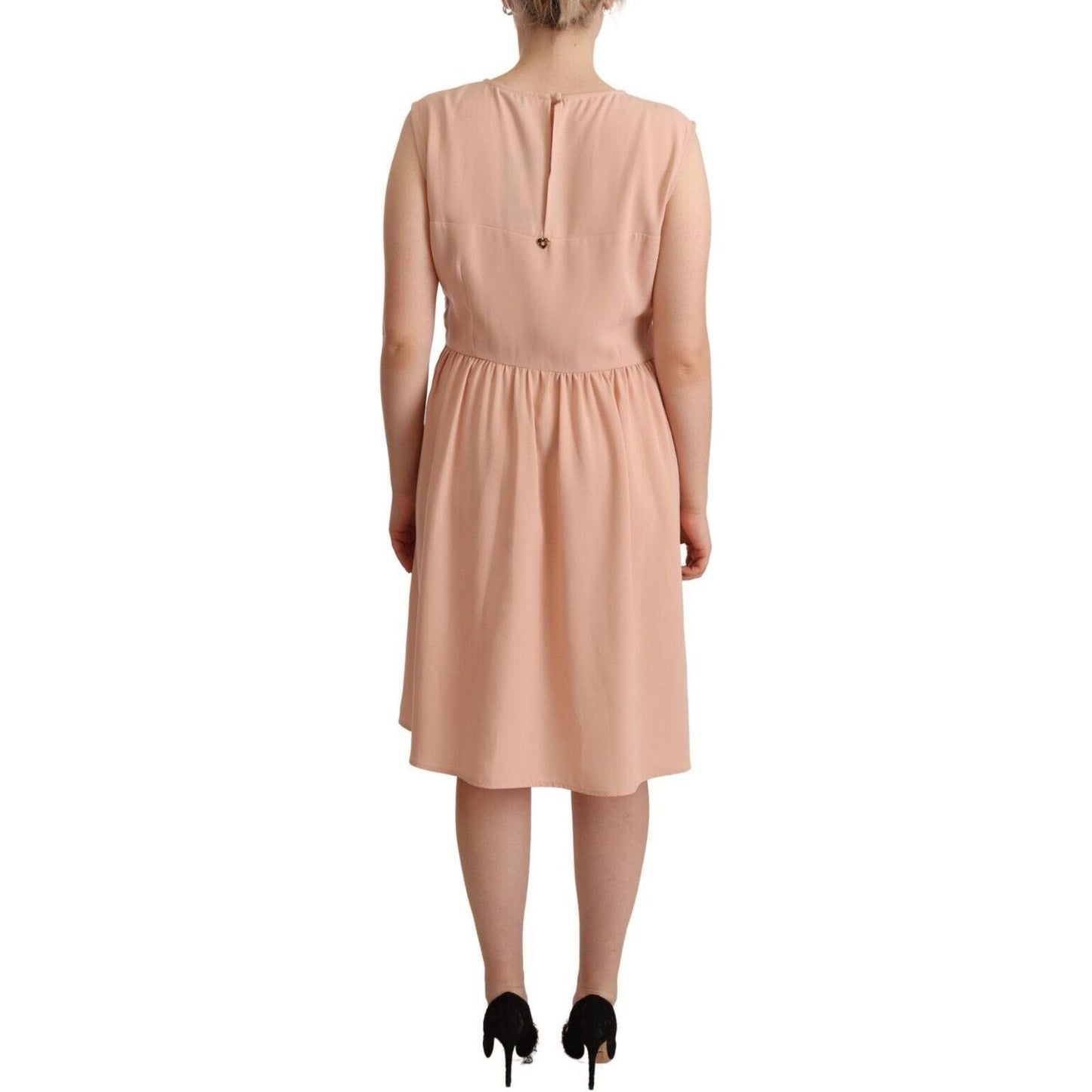 Twinset Elegant Beige Sleeveless Shift Dress WOMAN DRESSES beige-polyester-sleeveless-shift-knee-length-dress