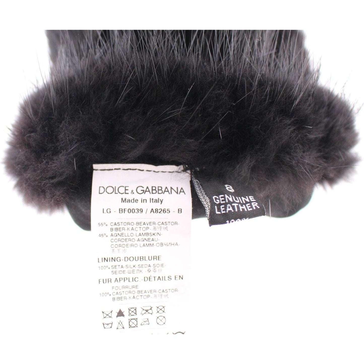 Dolce & Gabbana Elegant Elbow-Length Beaver Fur Gloves black-beaver-fur-lambskin-leather-elbow-gloves-1