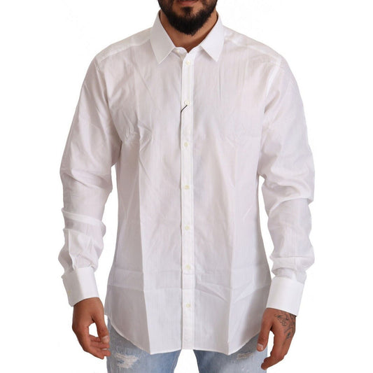 Dolce & Gabbana White Cotton Martini Fit Shirt MAN SHIRTS white-cotton-slim-fit-men-martini-shirt-1
