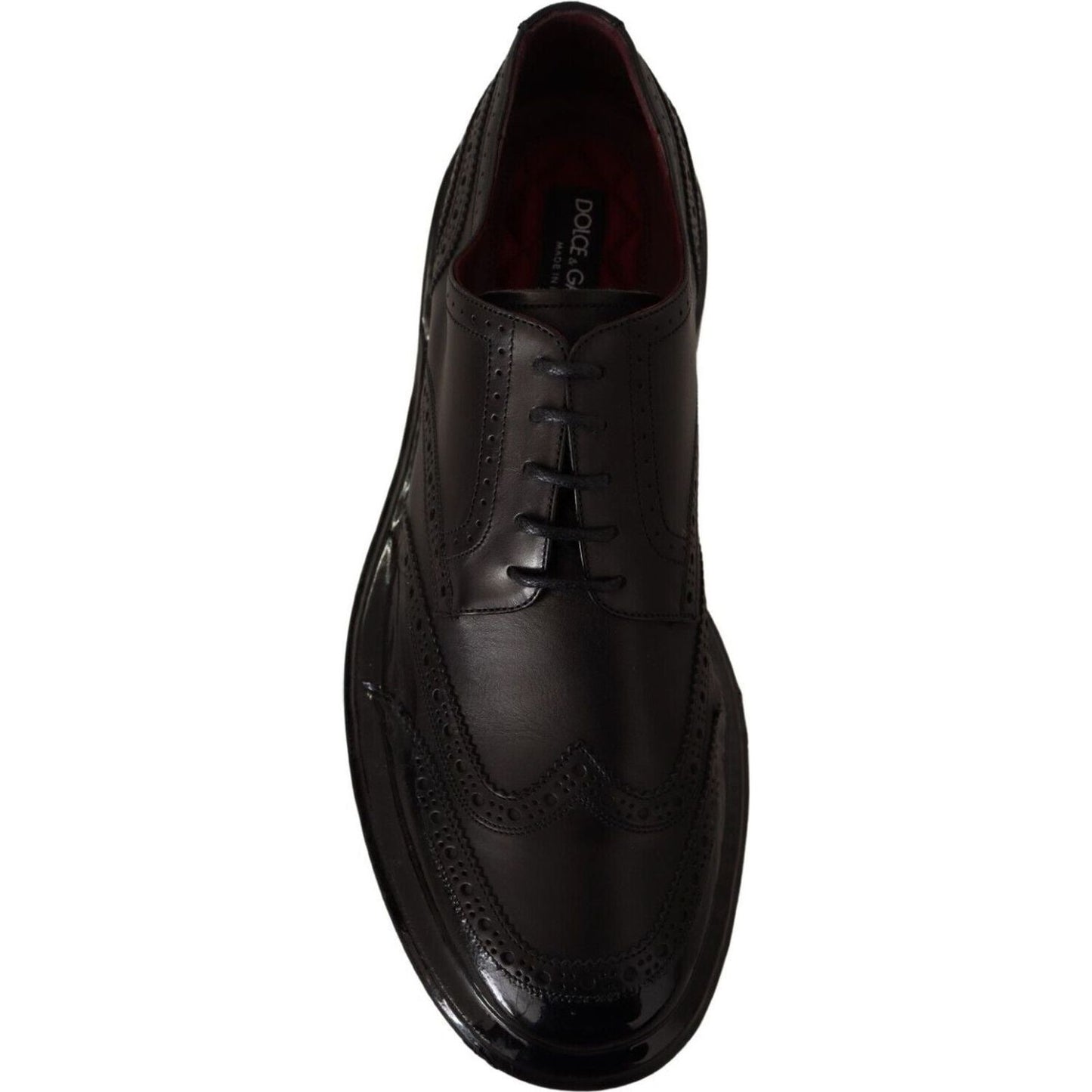 Dolce & Gabbana Elegant Calfskin Derby Oxford Wingtips black-leather-oxford-wingtip-formal-derby-shoes