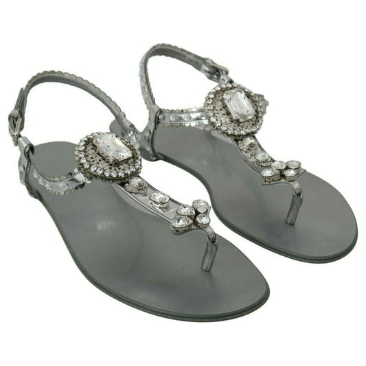 Dolce & GabbanaElegant Silver Flats with Crystal EmbellishmentsMcRichard Designer Brands£569.00