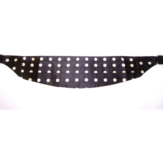 Dolce & Gabbana Elegant Silk Black Polka Dot Cummerbund black-waist-smoking-tuxedo-cummerbund-belt
