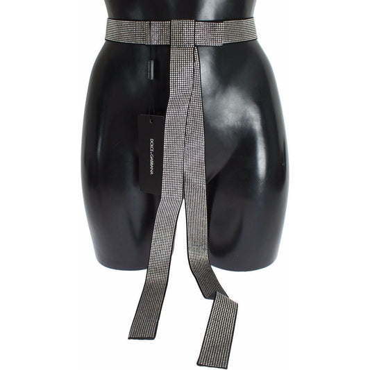 Dolce & GabbanaBlack Silk Crystal Bow Waist Belt EleganceMcRichard Designer Brands£889.00