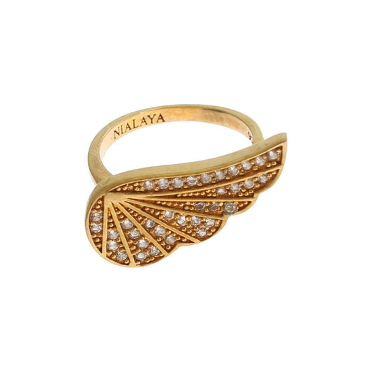 Nialaya Glamorous Gold Plated Crystal Ring Ring womens-clear-cz-gold-925-silver-authentic-ring