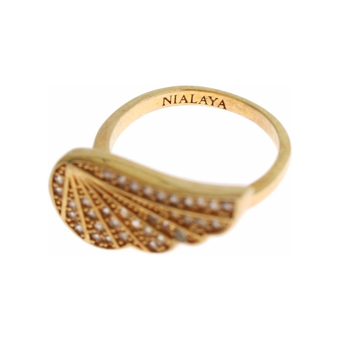Nialaya Glamorous Gold Plated Crystal Ring Ring womens-clear-cz-gold-925-silver-authentic-ring