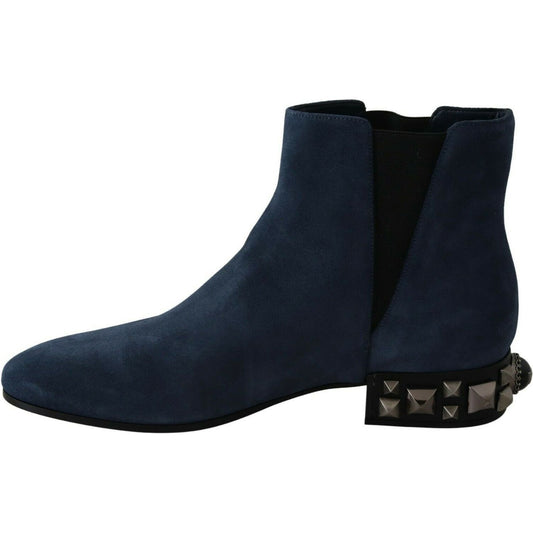 Dolce & GabbanaChic Blue Suede Mid-Calf Boots with Stud DetailsMcRichard Designer Brands£529.00